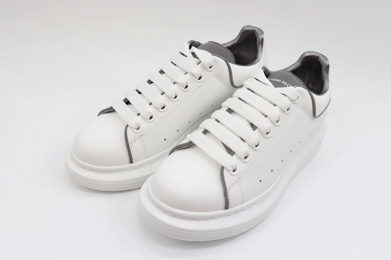 ALEXANDER MCQUEEN LEATHER PLATFORM TRAINERS SNEAKERS GRAY-WHITE REPLICA