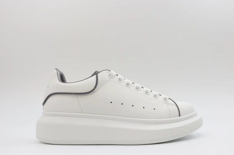 ALEXANDER MCQUEEN LEATHER PLATFORM TRAINERS SNEAKERS GRAY-WHITE REPLICA