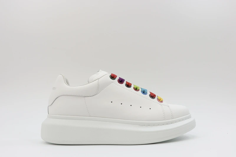 ALEXANDER MCQUEEN SHOW LEATHER PLATFORM TRAINERS SNEAKERS-RAINBOW REPLICA - Image 4