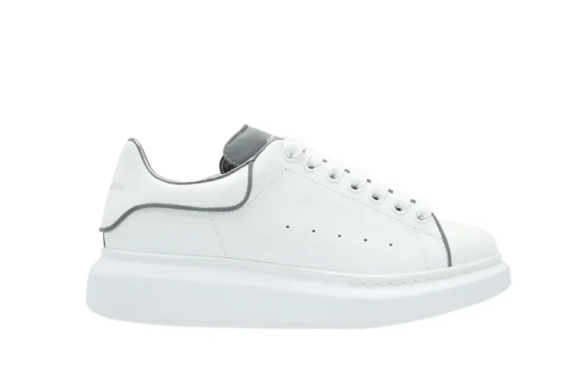 ALEXANDER MCQUEEN  LEATHER PLATFORM TRAINERS SNEAKERS GRAY-WHITE REPLICA