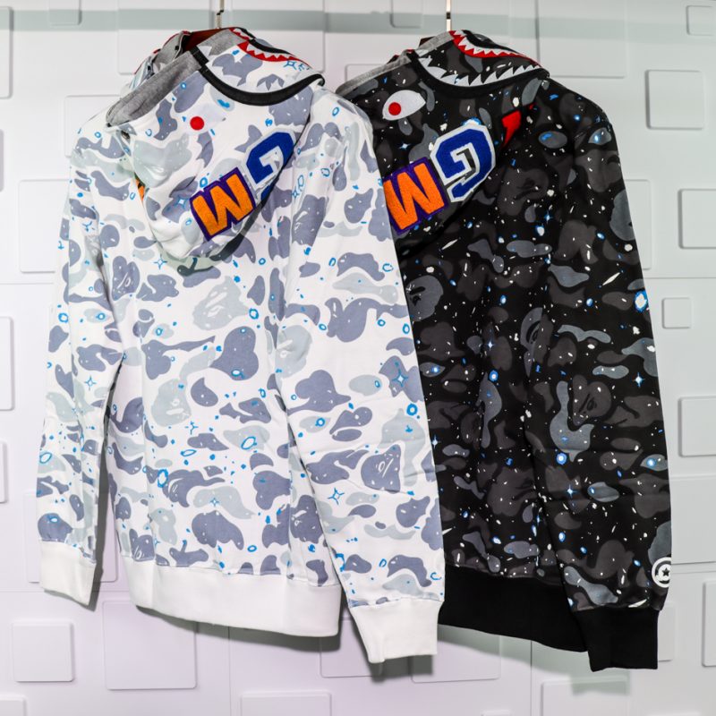 A BATHING APE BAPE SHARK 1ST CAMO GALAXY DOUBLE HOODIE