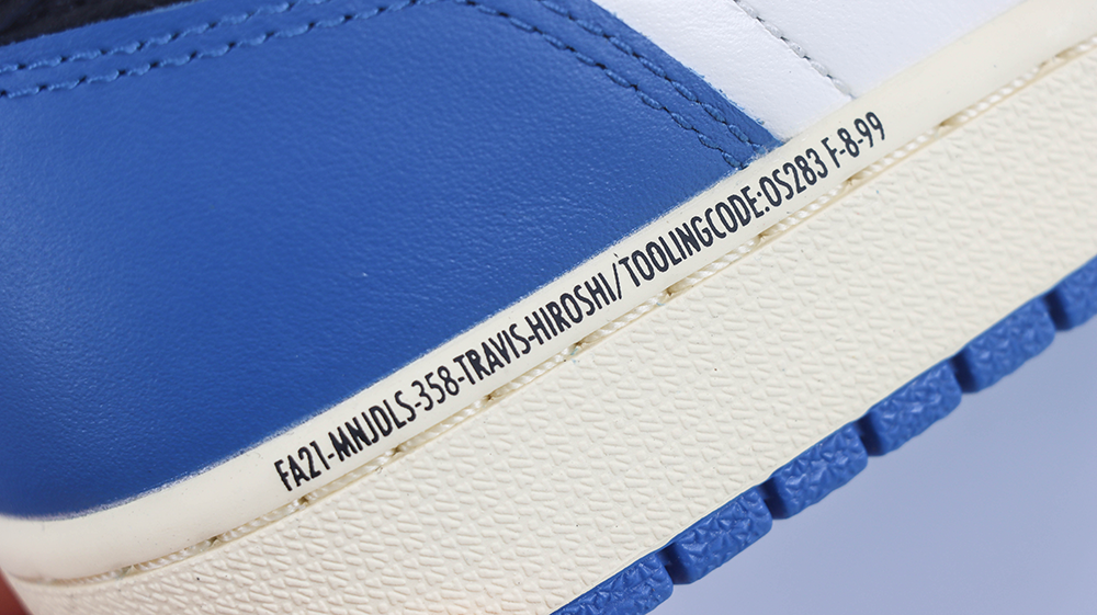 Brand words on the side of the sole