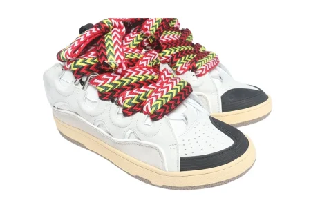 lanvln Curb Leather and Glitter Sneakers 'White' REPS