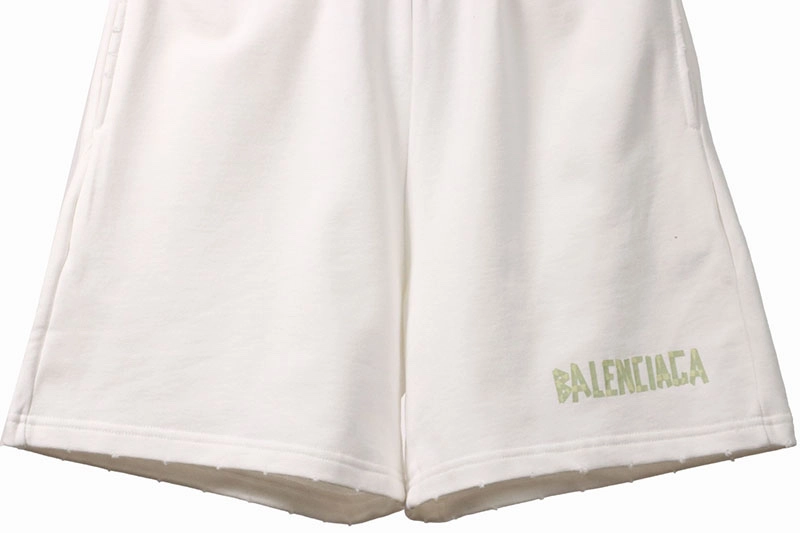 Balenciaga Tape-Print Ripped Shorts