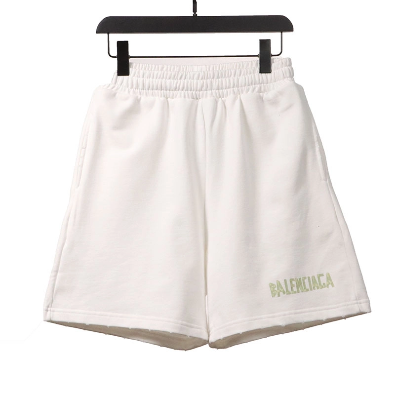Balenciaga Tape-Print Ripped Shorts