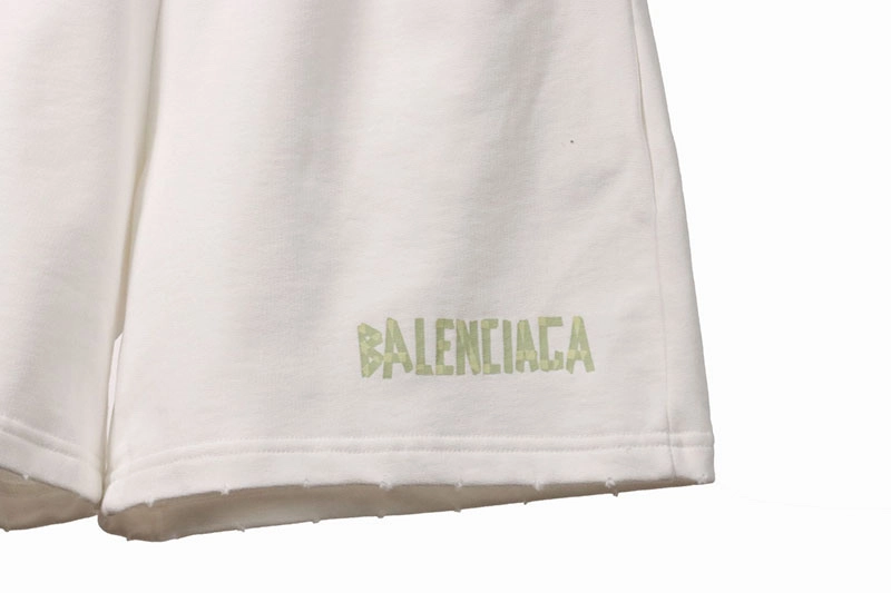 Balenciaga Tape-Print Ripped Shorts