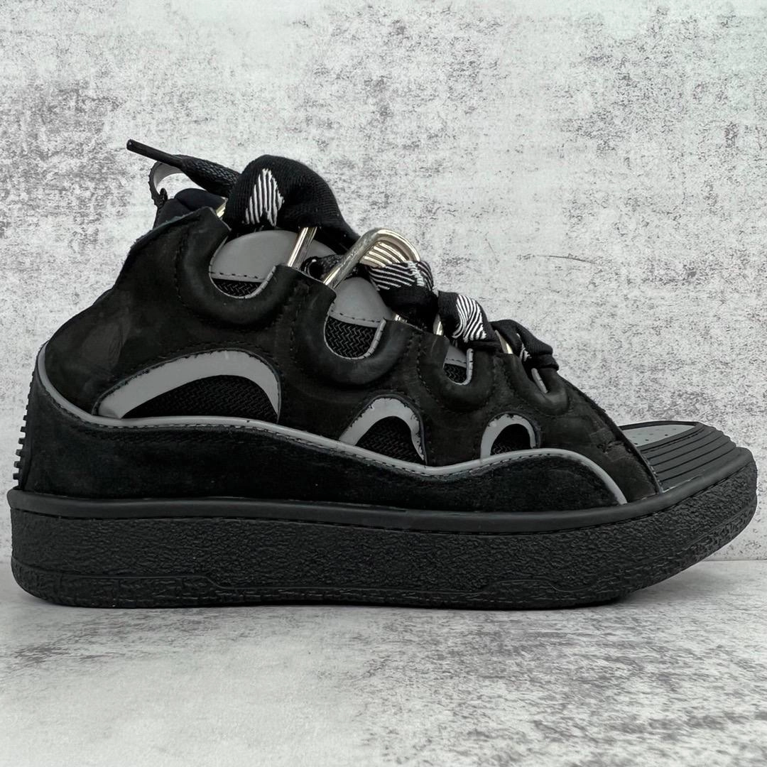 lanvln Curb Leather and Glitter Sneakers 'White' REPS