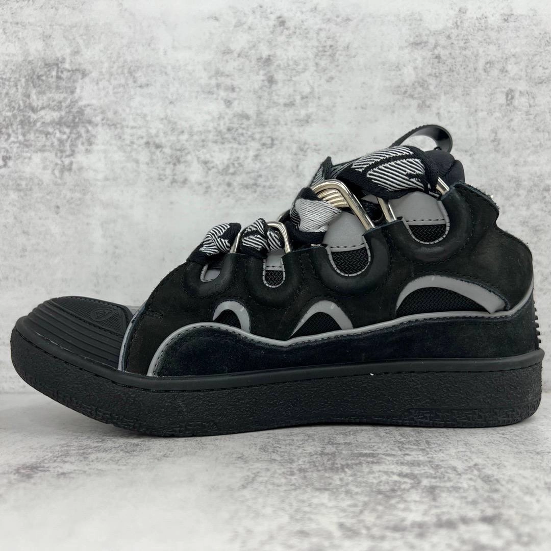 lanvln Curb Leather and Glitter Sneakers 'White' REPS