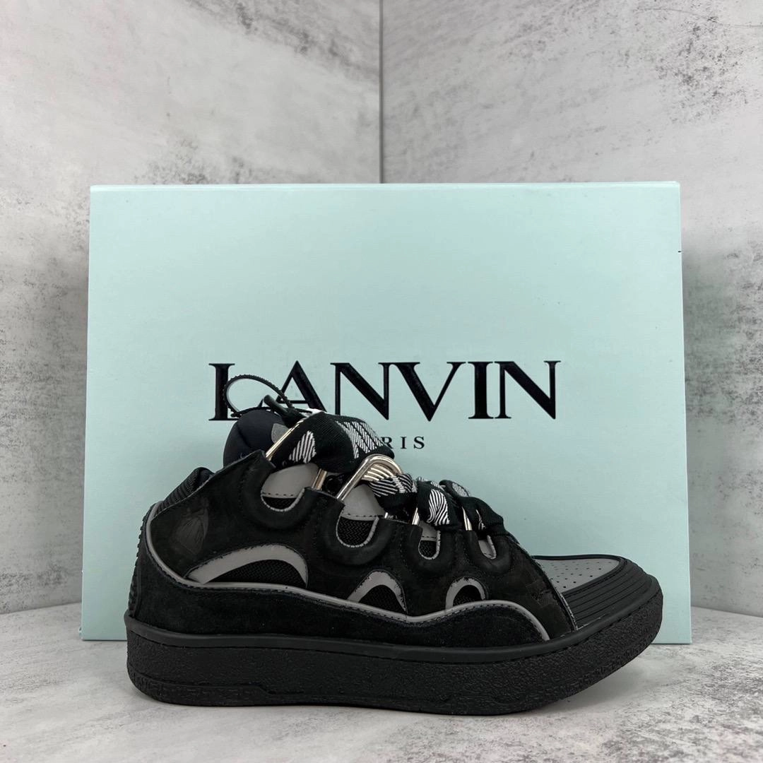lanvln Curb Leather and Glitter Sneakers 'White' REPS