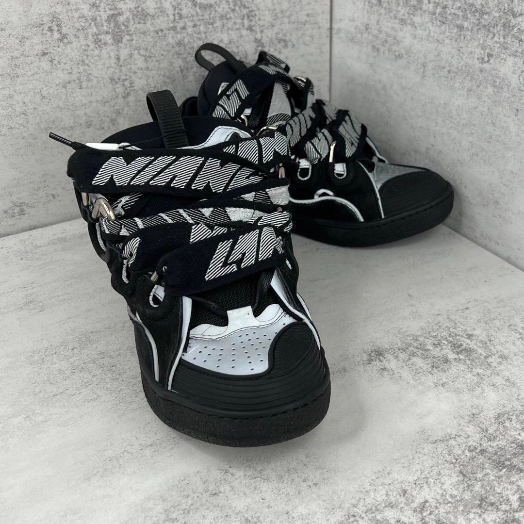 lanvln Curb Leather and Glitter Sneakers 'White' REPS