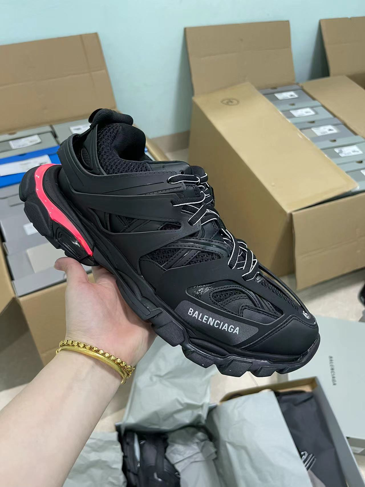 BALENCIAGA MEN'S TRACK LED SNEAKER IN BLACK