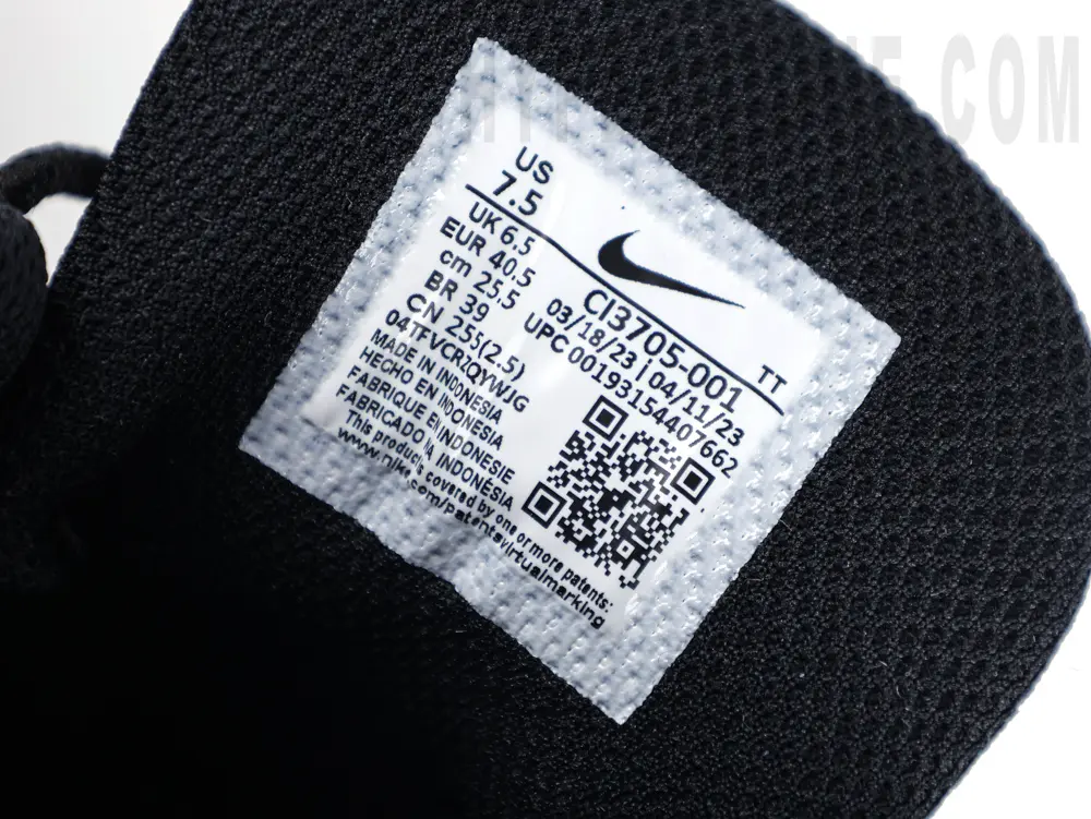 the size label