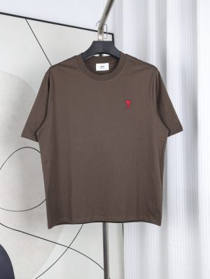 AMI Heart Logo Embroidery T-shirt