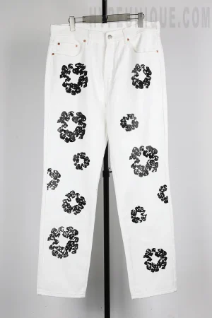 Denim Tears Kapok Print High Quality Jeans ‘White'