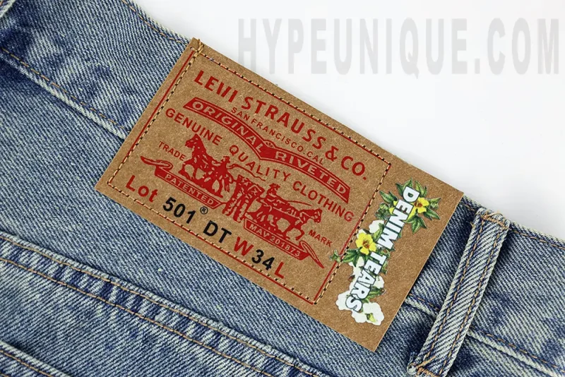 Denim Tears Kapok Print High Quality Jeans ‘Washed blue' Levis 501 - Image 8