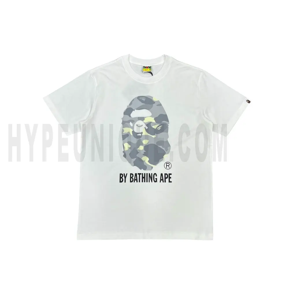 The white shirt with a grey graphic