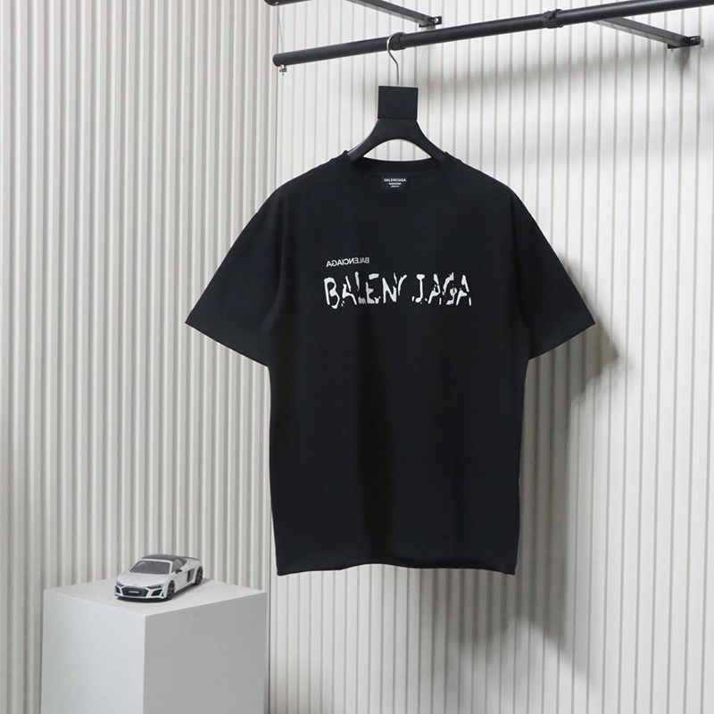 Mottled Letter Flocking Print T-Shirt