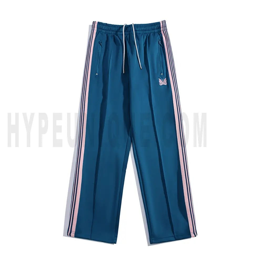The front of the dark blue pants