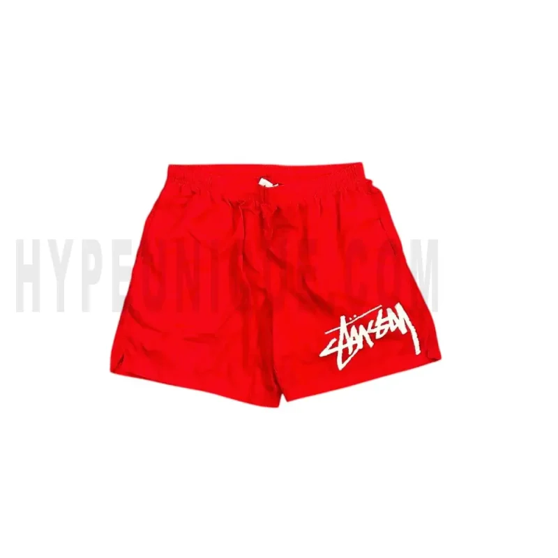 The front of the red shorts