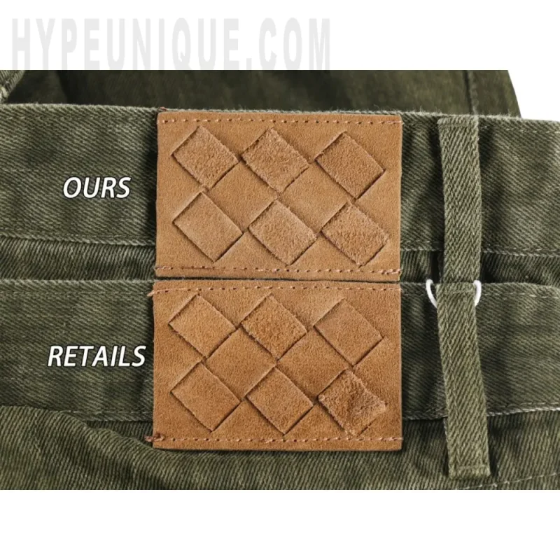 a close up of a leather patch