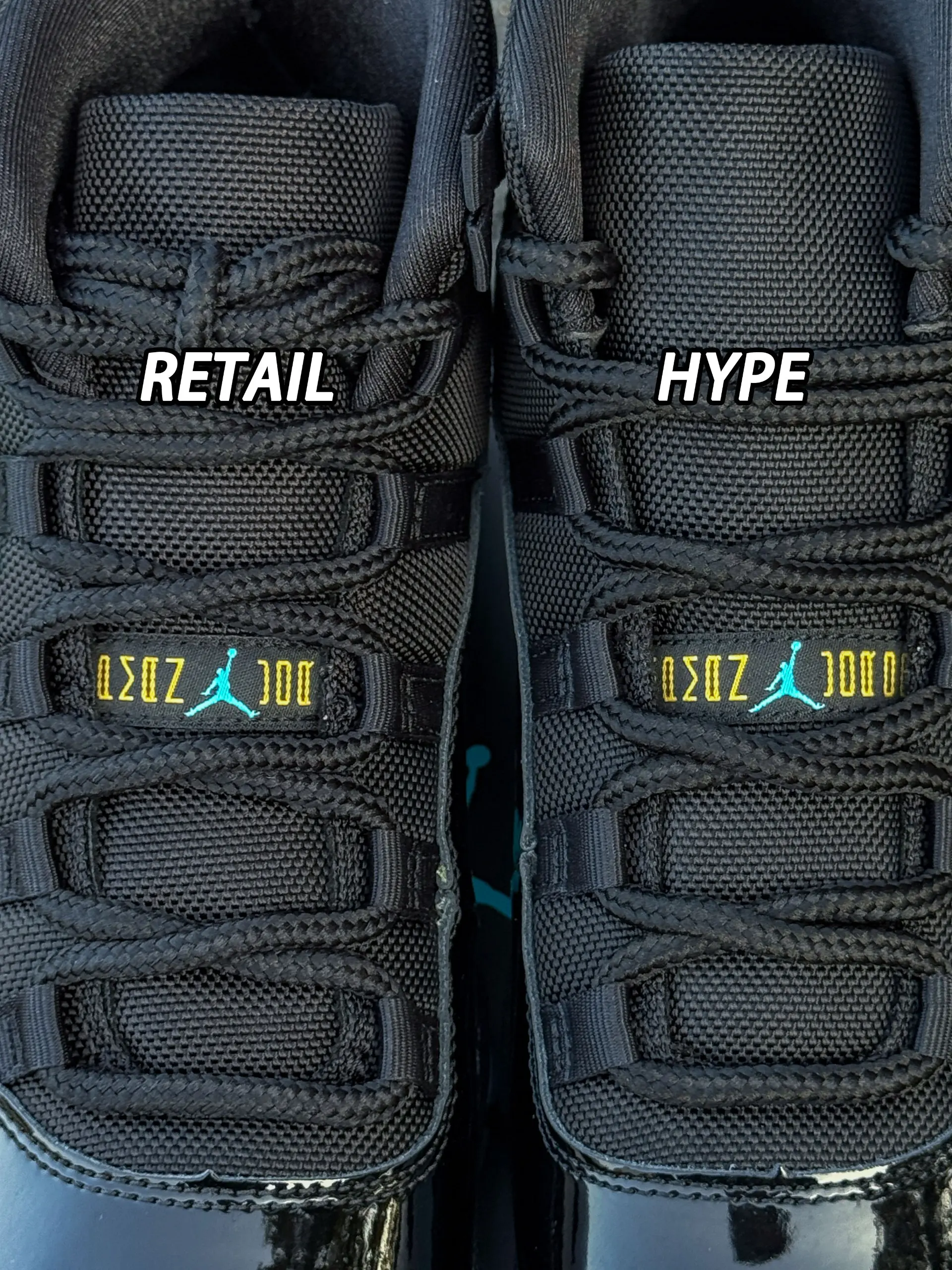 Shoe tongue detail comparison