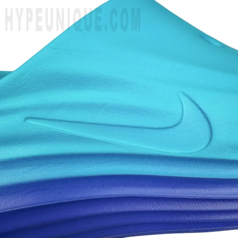 a close up of a blue shoes