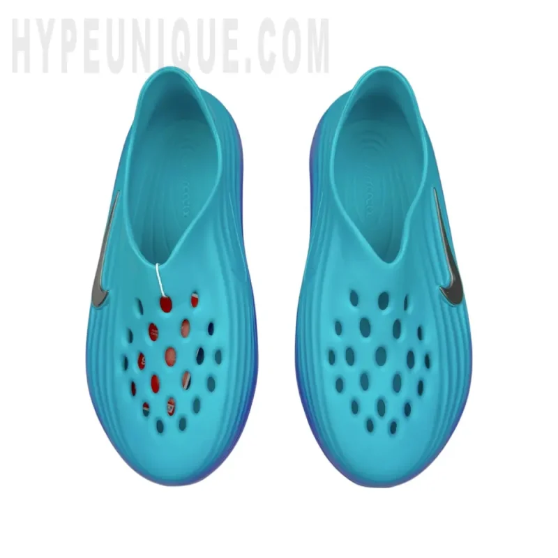 A pair of the blue shoes