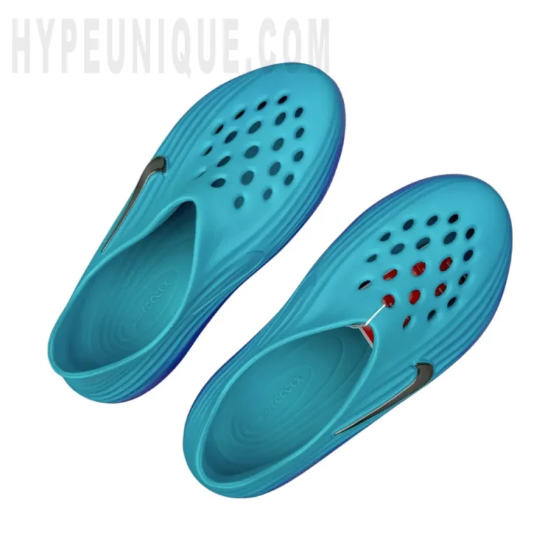 A pair of the blue shoes