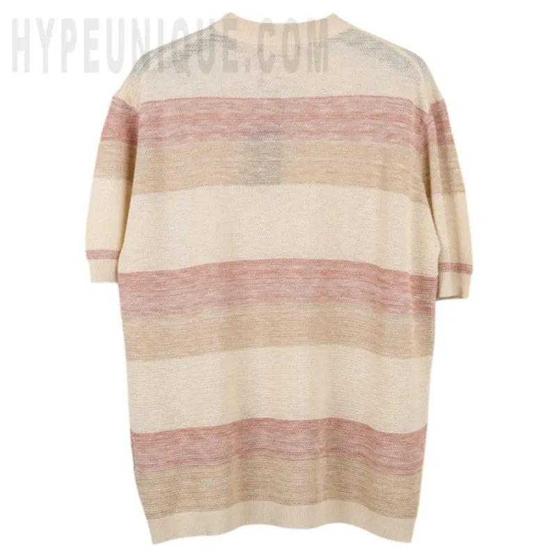 Striped Mock Neck T-Shirt