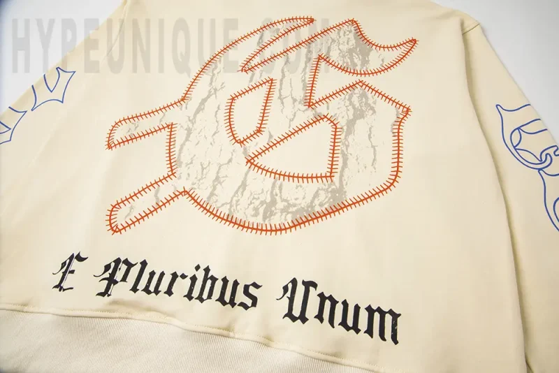 Printed graphic on the back of the clothes