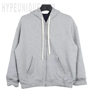 Grey Minimalist Zip-Up Hoodie
