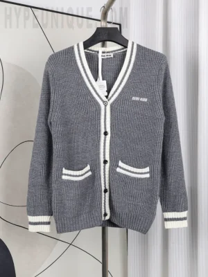 M1u M Grey Logo Cardigan 25Fw