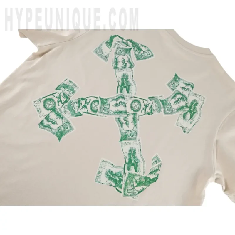 Printed graphic on the back of the clothes