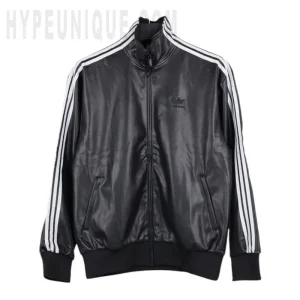 Originals Black Faux Leather Track Jacket