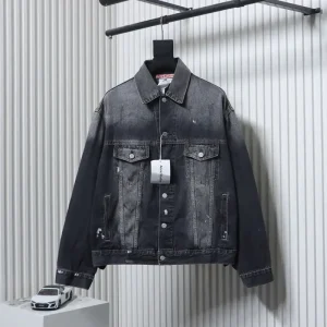 Acne Washed Ink-Splashed Denim Jacket