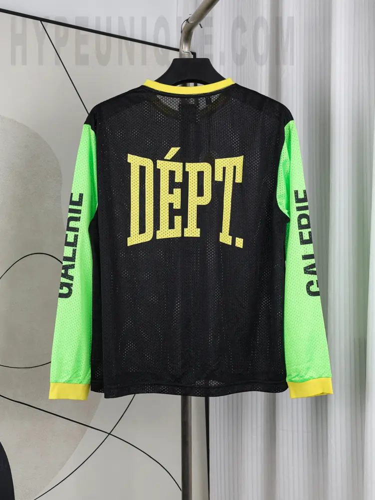 Back view of the GALLERY DEPT Mesh Long Sleeve Shirt. Polyester transparent mesh fabric