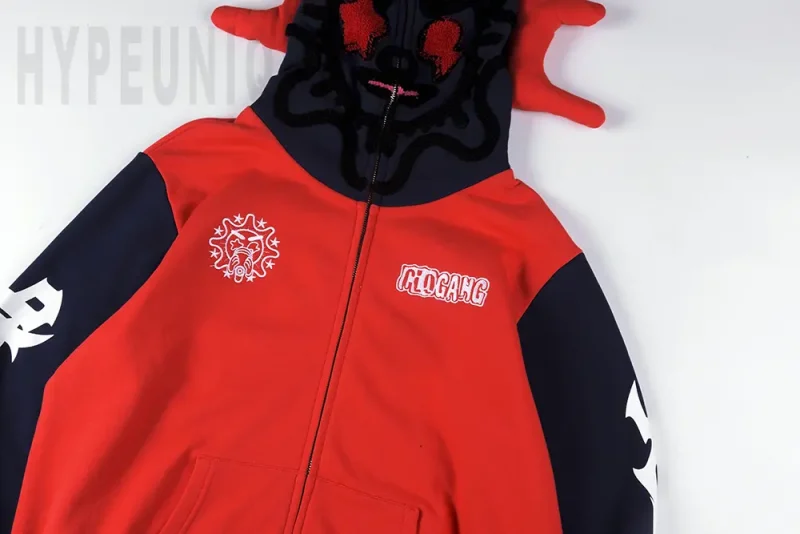 Almighty II Gang Full Zip Hoodie (Red/Navy) - Image 3