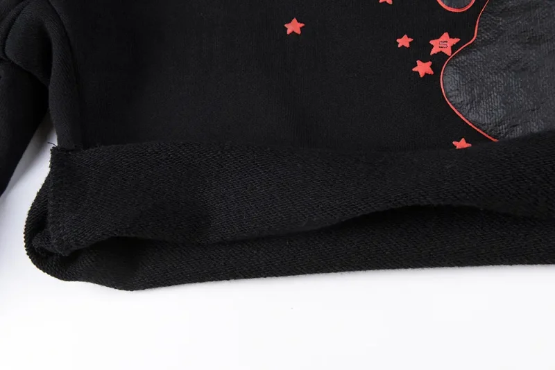 Sp5der Beluga Outline Sweatshort Black Black and red offset
