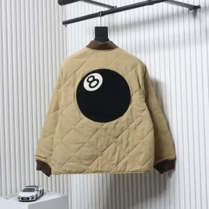 Stussy Black 8-Ball Zip-up Puffer Jacket