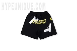 That's A Awful Lot of Cough Syrup Pistol Shorts Black Front View