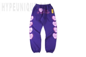 I Love Cough Syrup Purple Heart Joggers Purple Front View