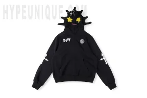 GloGang Four-Way Arrow Hoodie black front view.