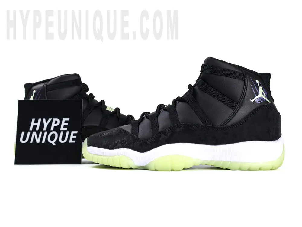 Jordan 11 Retro Black Barely Volt Front View