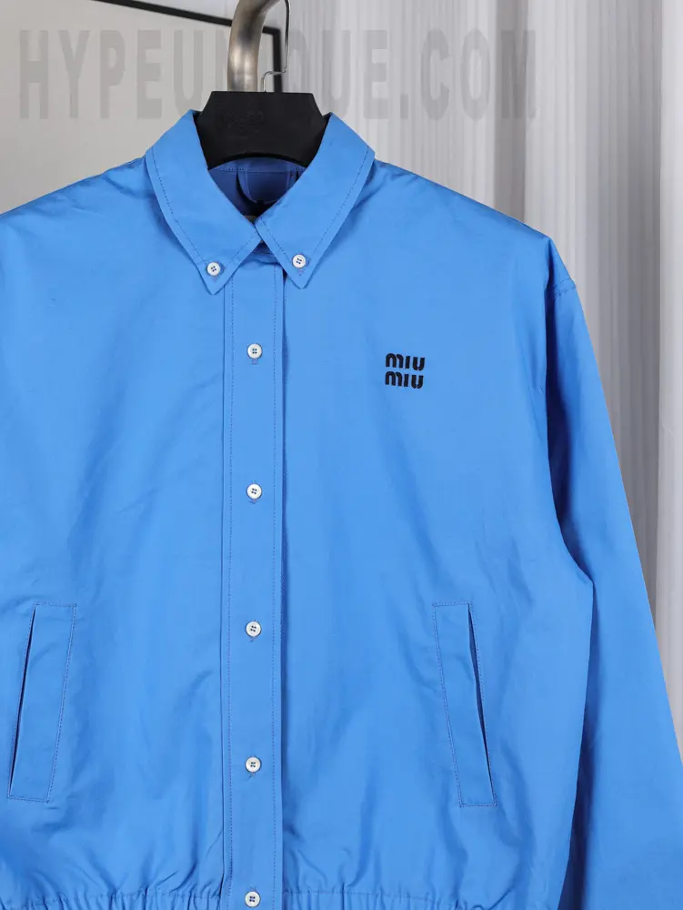 MiuM Poplin Blouson Jacket chest details