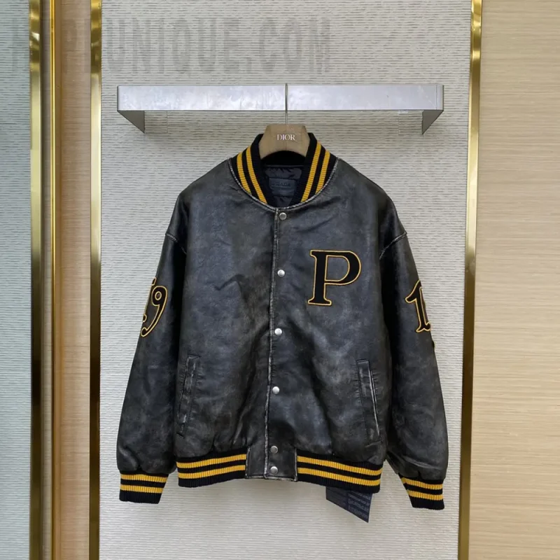 Prd Vintage Distressed Baseball Leather Jacket