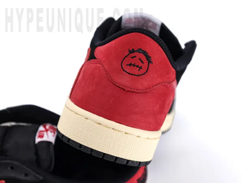 Red suede Travis Scott ghost face embroidery