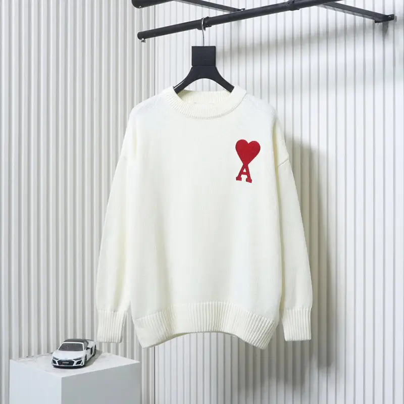 AMI Embroidered Heart Micro-Label Crew Neck Sweater