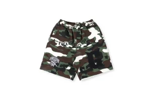 Back view of Glo Gang F*ck You Shorts (Camo)