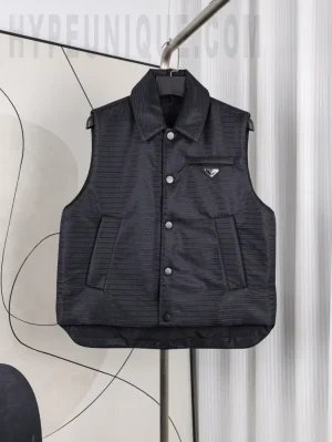 PRD Black Nylon Padded Vest Front View