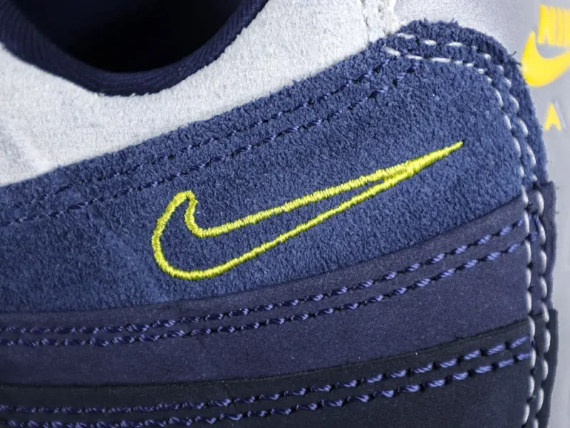 Blue and yellow sneaker tops view